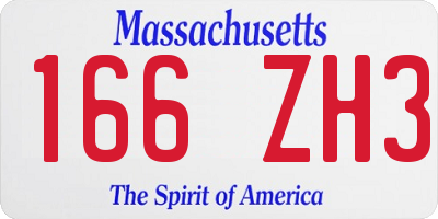 MA license plate 166ZH3