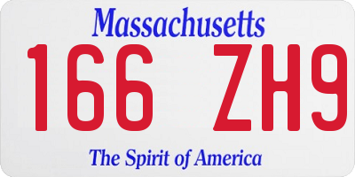 MA license plate 166ZH9