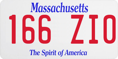 MA license plate 166ZI0