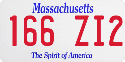 MA license plate 166ZI2