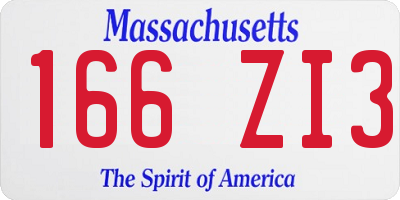 MA license plate 166ZI3