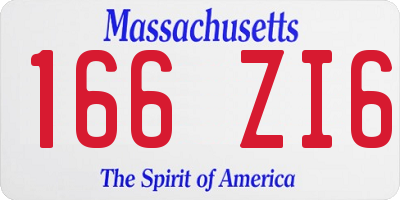 MA license plate 166ZI6