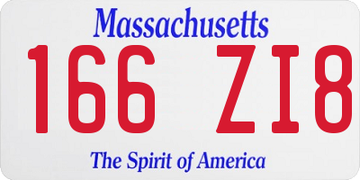 MA license plate 166ZI8