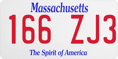 MA license plate 166ZJ3