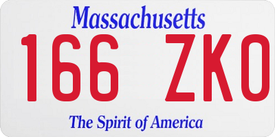 MA license plate 166ZK0