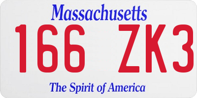MA license plate 166ZK3