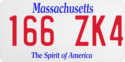 MA license plate 166ZK4