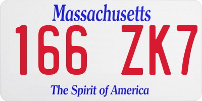 MA license plate 166ZK7