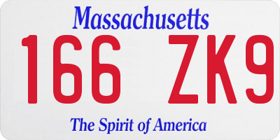 MA license plate 166ZK9