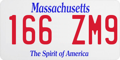 MA license plate 166ZM9