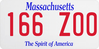 MA license plate 166ZO0