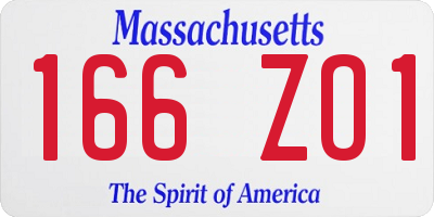MA license plate 166ZO1