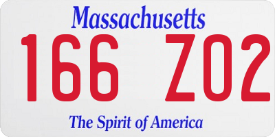 MA license plate 166ZO2