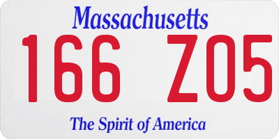 MA license plate 166ZO5
