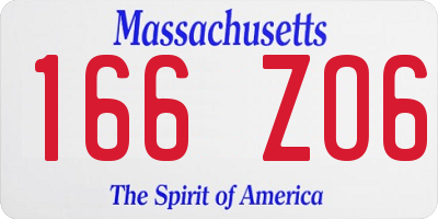 MA license plate 166ZO6