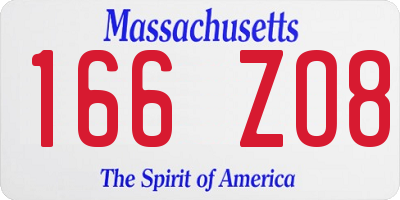 MA license plate 166ZO8