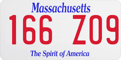 MA license plate 166ZO9