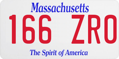 MA license plate 166ZR0