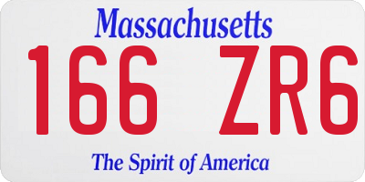 MA license plate 166ZR6