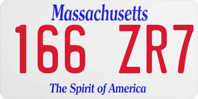 MA license plate 166ZR7