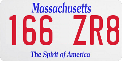 MA license plate 166ZR8