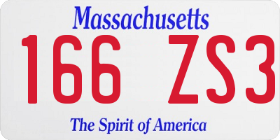 MA license plate 166ZS3