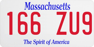 MA license plate 166ZU9