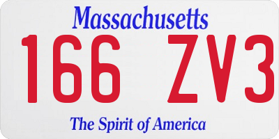MA license plate 166ZV3