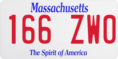 MA license plate 166ZW0