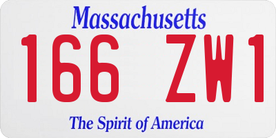 MA license plate 166ZW1