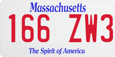 MA license plate 166ZW3