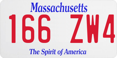 MA license plate 166ZW4