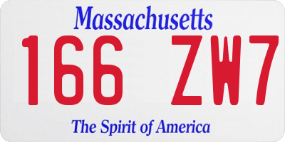 MA license plate 166ZW7