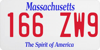 MA license plate 166ZW9
