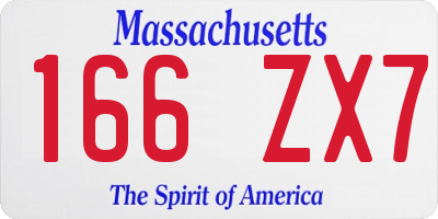 MA license plate 166ZX7