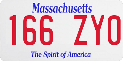 MA license plate 166ZY0