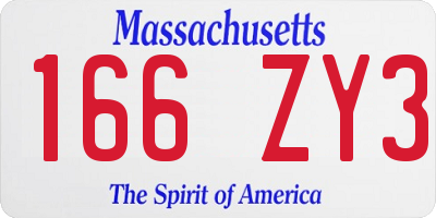MA license plate 166ZY3