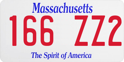 MA license plate 166ZZ2