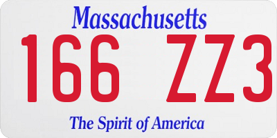 MA license plate 166ZZ3