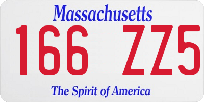 MA license plate 166ZZ5