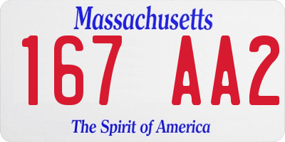 MA license plate 167AA2
