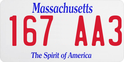 MA license plate 167AA3