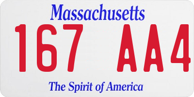 MA license plate 167AA4