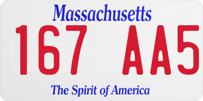 MA license plate 167AA5