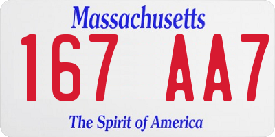 MA license plate 167AA7