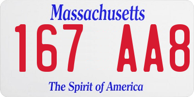 MA license plate 167AA8