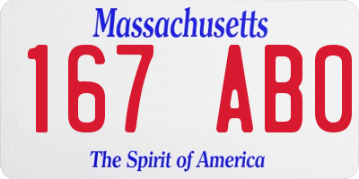 MA license plate 167AB0