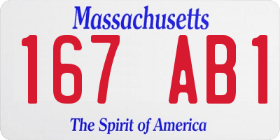 MA license plate 167AB1
