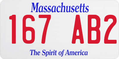 MA license plate 167AB2
