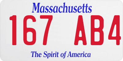MA license plate 167AB4